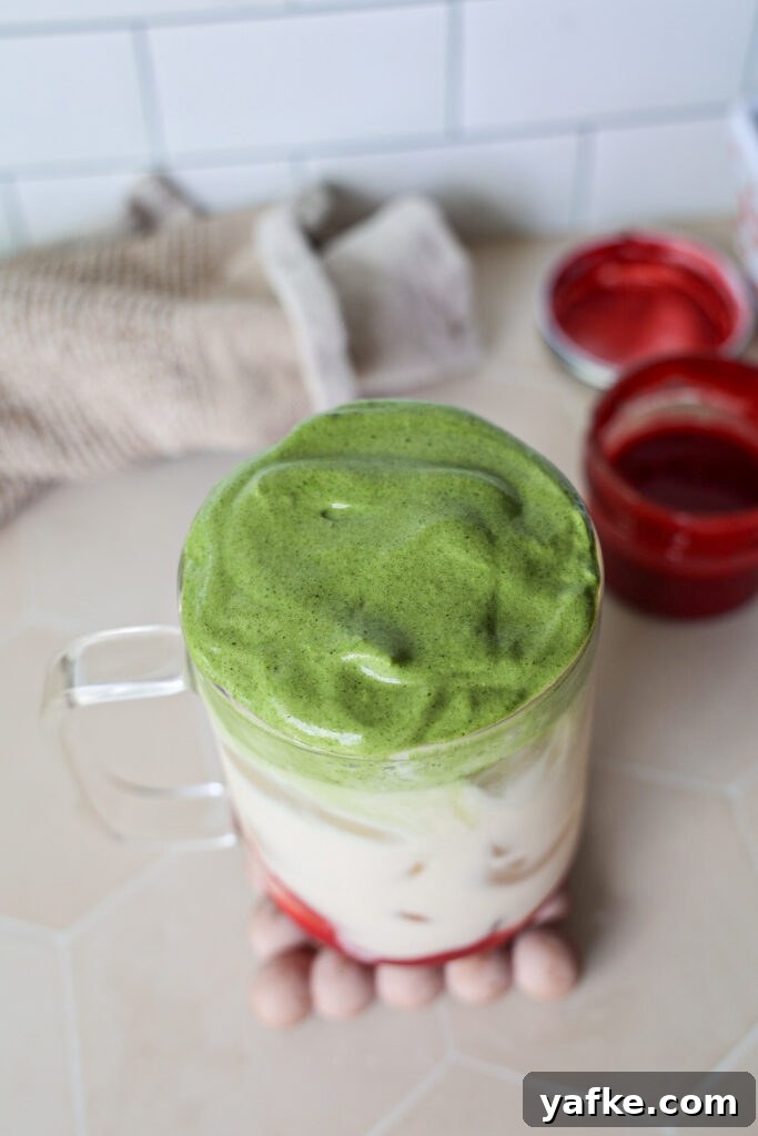 Iced Whipped Strawberry Dalgona Matcha Latte 2 dalgona Matcha with strawberry syrup