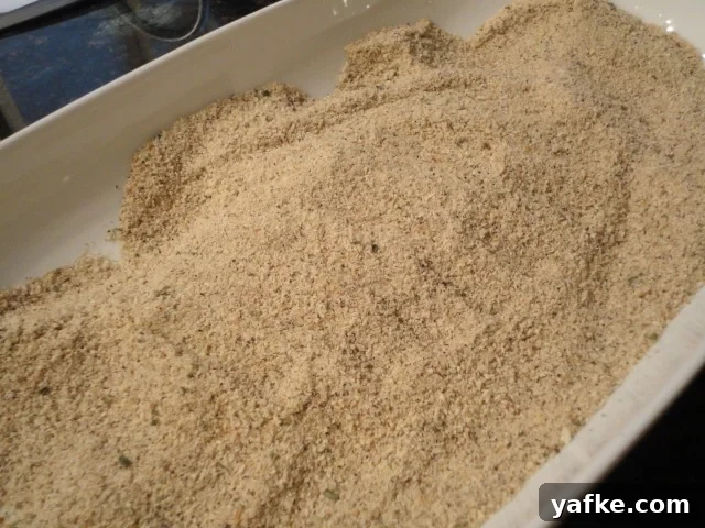 Chicken cutlet covered with the breading mixture